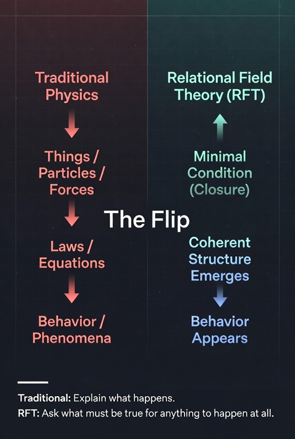 The Flip: Why Relational Field Theory Starts Where Most Physics Ends
